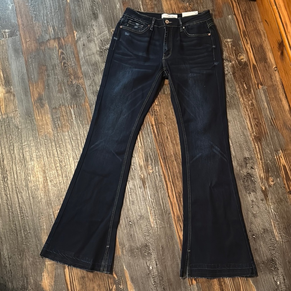 KanCan Mid Rise Flare Dark Blue Jeans